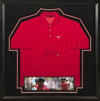 Tiger Woods Signed 2008 US Open 41x41 Framed Display Sunday Shirt (UDA)